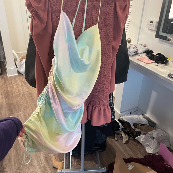 DO+BE Satin Tie Dye Ruched Dress - Picture 2 of 5